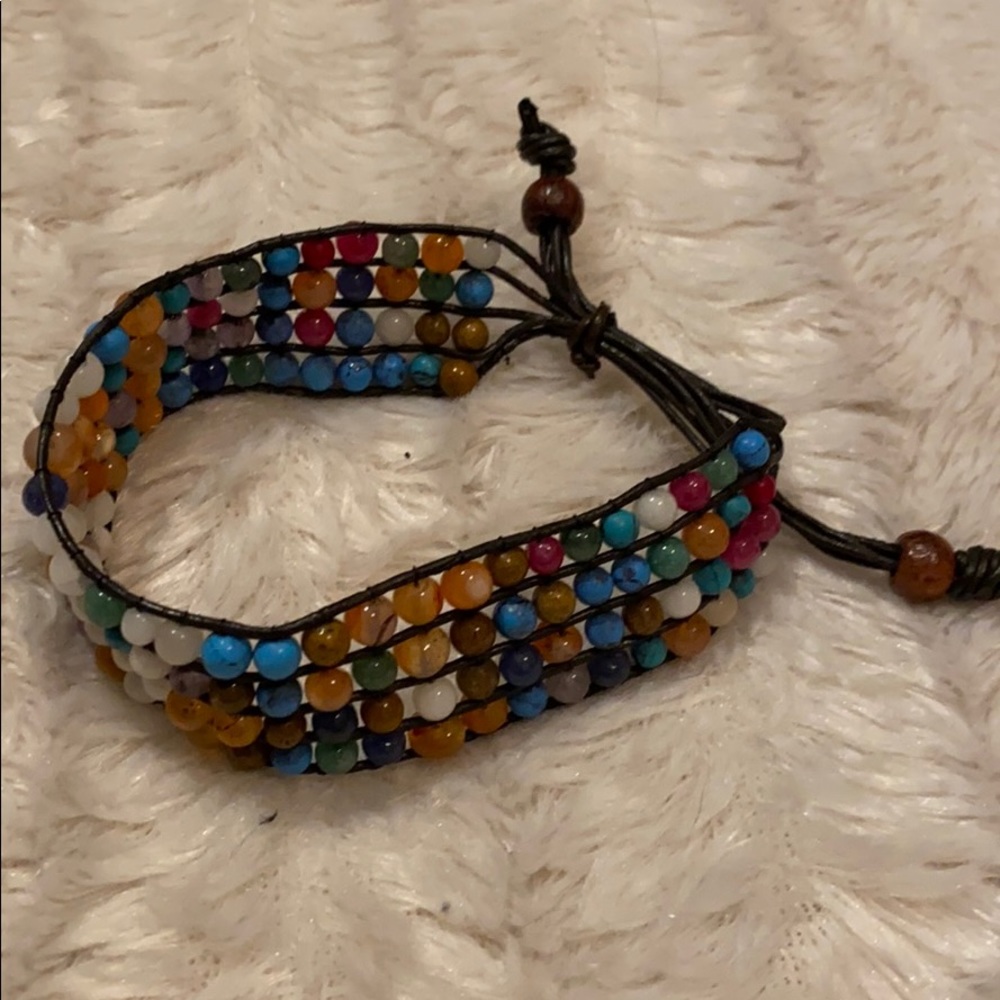 Multiple rock beaded bracelet turquoise quartz